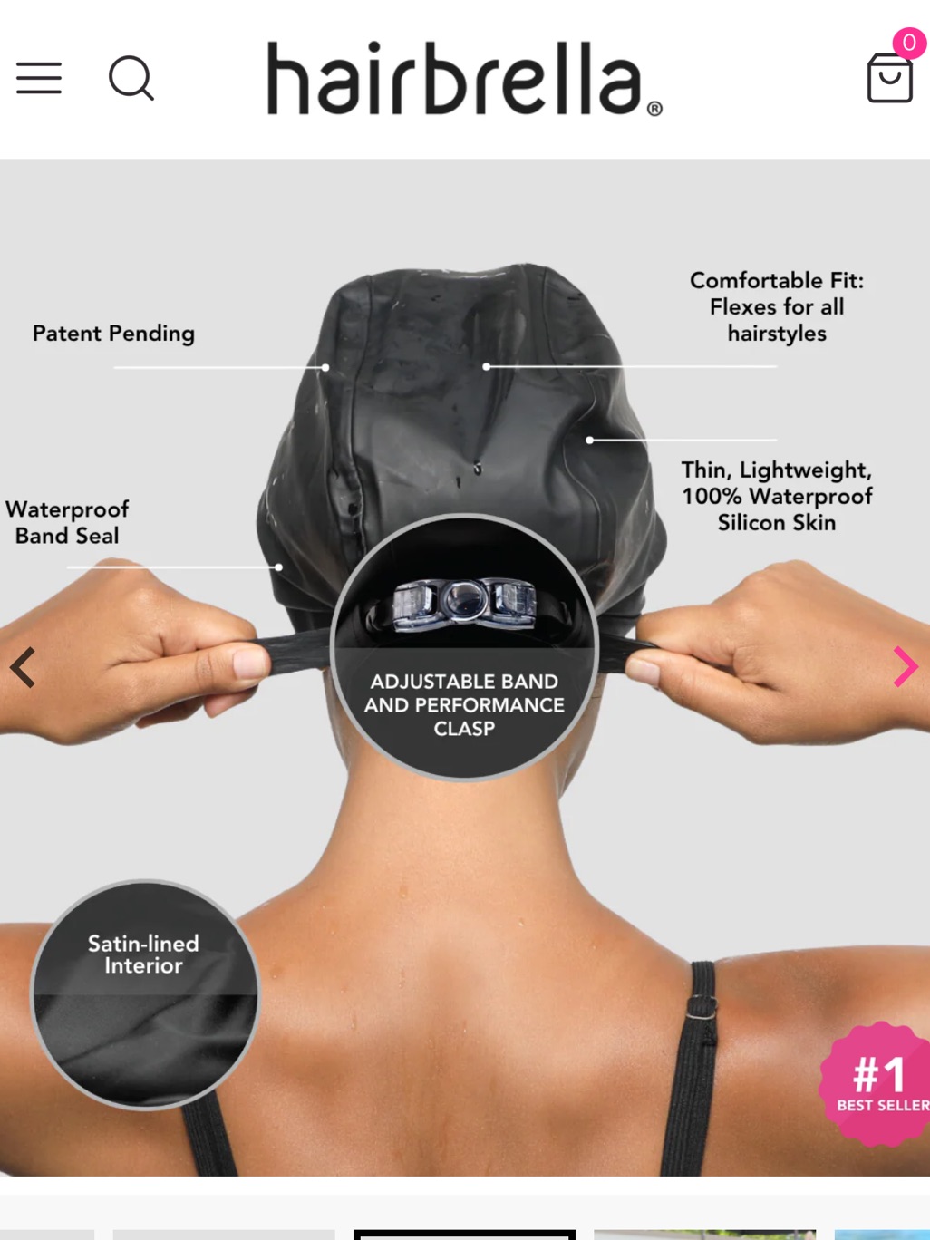 Hairbrella Black Waterproof Hair Bonnet With Secure Chin Strap — image 3 of 6
